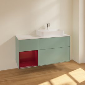 Тумба под раковину Villeroy & Boch Finion 120х50,1 см с подсветкой МДФ оливковый матовый лак/стекло белое матовое F391HBGM