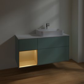 Тумба под раковину Villeroy & Boch Finion 120х50,1 см с подсветкой МДФ оливковый матовый лак/стекло белое матовое F391HFGM