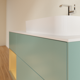 Тумба под раковину Villeroy & Boch Finion 120х50,1 см с подсветкой МДФ оливковый матовый лак/стекло белое матовое F391HFGM