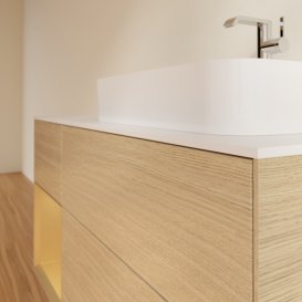 Тумба под раковину Villeroy & Boch Finion 120х50,1 см с подсветкой МДФ шпон дуба/стекло белое матовое F391HFPC