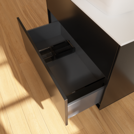 Тумба під раковину Villeroy & Boch Finion 80х50,1 см із підсвічуванням МДФ чорний матовий лак/скло біле матове G75100PD