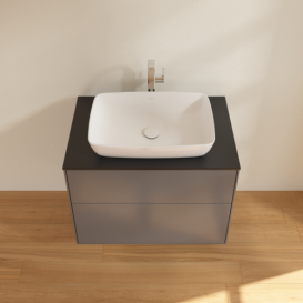 Тумба під раковину Villeroy & Boch Finion 80х50,1 см з підсвічуванням МДФ антрацит матовий лак/скло чорне матове G75200GK