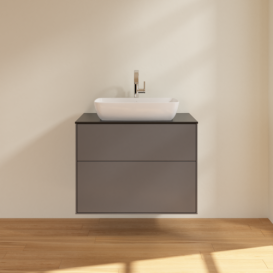 Тумба під раковину Villeroy & Boch Finion 80х50,1 см з підсвічуванням МДФ антрацит матовий лак/скло чорне матове G75200GK