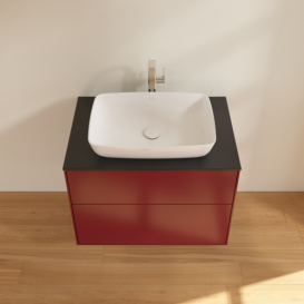 Тумба под раковину Villeroy & Boch Finion 80х50,1 см с подсветкой МДФ пион матовый лак/стекло черное матовое G75200HB