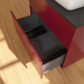 Тумба под раковину Villeroy & Boch Finion 80х50,1 см с подсветкой МДФ пион матовый лак/стекло черное матовое G75200HB