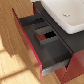 Тумба под раковину Villeroy & Boch Finion 80х50,1 см с подсветкой МДФ пион матовый лак/стекло черное матовое G75200HB