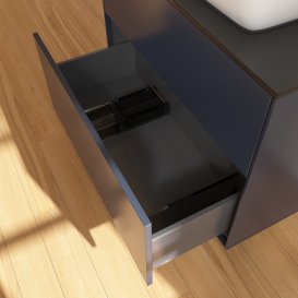 Тумба под раковину Villeroy & Boch Finion 80х50,1 см с подсветкой МДФ темно-синий матовый лак/стекло черное матовое G75200HG