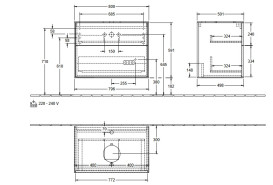 Тумба під раковину Villeroy & Boch Finion 80х50,1 см із підсвічуванням МДФ темно-синій матовий лак/скло чорне матове G75200HG