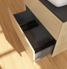 Тумба під раковину Villeroy & Boch Finion 80х50,1 см з підсвічуванням МДФ шпон дуба/скло чорне матове G75200PC