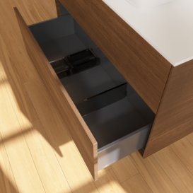 Тумба під раковину Villeroy & Boch Finion 100х50,1 см МДФ шпон волоського горіха/скло біле матове F76100GN