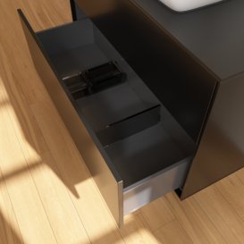 Тумба под раковину Villeroy & Boch Finion 100х50,1 см МДФ черный матовый лак/стекло черное матовое F76200PD