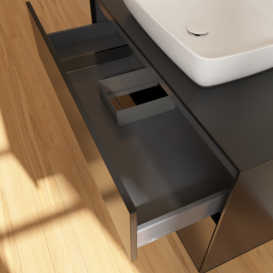 Тумба под раковину Villeroy & Boch Finion 100х50,1 см МДФ черный матовый лак/стекло черное матовое F76200PD