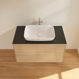 Тумба под раковину Villeroy & Boch Finion 100х50,1 см МДФ шпон дуба/стекло черное матовое F76200PC