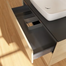 Тумба під раковину Villeroy & Boch Finion 100х50,1 см МДФ шпон дуба/скло чорне матове F76200PC