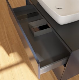 Тумба под раковину Villeroy & Boch Finion 100х50,1 см с подсветкой МДФ темно-синий матовый лак/стекло черное матовое G76200HG