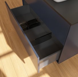 Тумба под раковину Villeroy & Boch Finion 100х50,1 см с подсветкой МДФ темно-синий матовый лак/стекло черное матовое G76200HG