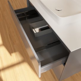 Тумба під раковину Villeroy & Boch Finion 100х50,1 см з підсвічуванням МДФ антрацит матовий лак/скло біле матове F771GFGK