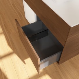 Тумба під раковину Villeroy & Boch Finion 100х50,1 см із підсвічуванням МДФ шпон волоського горіха/скло біле матове F771GFGN