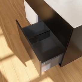 Тумба під раковину Villeroy & Boch Finion 100х50,1 см із підсвічуванням МДФ чорний матовий лак/скло біле матове F771GFPD