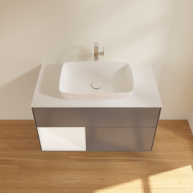 Тумба під раковину Villeroy & Boch Finion 100х50,1 см з підсвічуванням МДФ антрацит матовий лак/скло біле матове F771MTGK