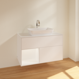 Тумба под раковину Villeroy & Boch Finion 100х50,1 см с подсветкой МДФ белый матовый лак/стекло белое матовое F771MTMT