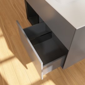 Тумба під раковину Villeroy & Boch Finion 100х50,1 см з підсвічуванням антрацит матовий лак/скло біле матове F771PDGK