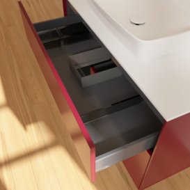 Тумба під раковину Villeroy & Boch Finion 100х50,1 см з підсвічуванням МДФ півонія матовий лак/скло біле матове F771PDHB