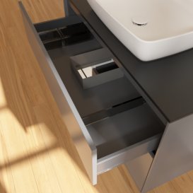 Тумба під раковину Villeroy & Boch Finion 100х50,1 см з підсвічуванням МДФ антрацит матовий лак/скло чорне матове F772GFGK