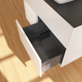 Тумба під раковину Villeroy & Boch Finion 100х50,1 см із підсвічуванням МДФ білий матовий лак/скло чорне матове F772GFMT