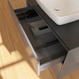 Тумба под раковину Villeroy & Boch Finion 100х50,1 см с подсветкой МДФ антрацит матовый лак/стекло черное матовое F772GKGK