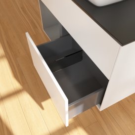 Тумба під раковину Villeroy & Boch Finion 100х50,1 см із підсвічуванням МДФ білий матовий лак/скло чорне матове F772GKMT