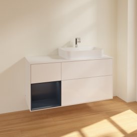 Тумба під раковину Villeroy & Boch Finion 120х50,1 см із підсвічуванням МДФ білий глянцевий лак/скло біле матове F391HGGF