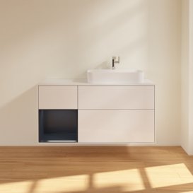 Тумба під раковину Villeroy & Boch Finion 120х50,1 см із підсвічуванням МДФ білий глянцевий лак/скло біле матове F391HGGF