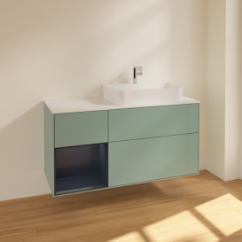 Тумба под раковину Villeroy & Boch Finion 120х50,1 см с подсветкой МДФ оливковый матовый лак/стекло белое матовое F391HGGM