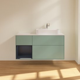 Тумба под раковину Villeroy & Boch Finion 120х50,1 см с подсветкой МДФ оливковый матовый лак/стекло белое матовое F391HGGM