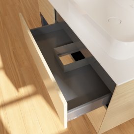 Тумба під раковину Villeroy & Boch Finion 120х50,1 см із підсвічуванням МДФ шпон дуба/скло біле матове F391HGPC