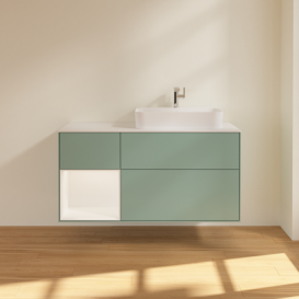 Тумба под раковину Villeroy & Boch Finion 120х50,1 см с подсветкой МДФ оливковый матовый лак/стекло белое матовое F391MTGM