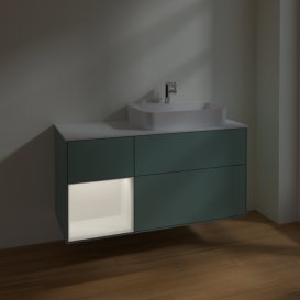 Тумба под раковину Villeroy & Boch Finion 120х50,1 см с подсветкой МДФ оливковый матовый лак/стекло белое матовое F391MTGM