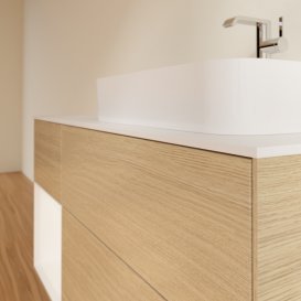 Тумба под раковину Villeroy & Boch Finion 120х50,1 см с подсветкой МДФ шпон дуба/стекло белое матовое F391MTPC