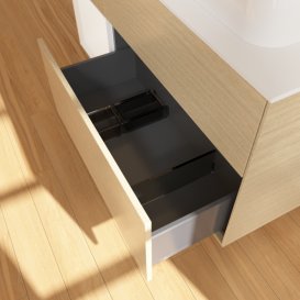 Тумба под раковину Villeroy & Boch Finion 120х50,1 см с подсветкой МДФ шпон дуба/стекло белое матовое F391MTPC