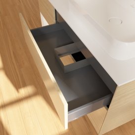 Тумба под раковину Villeroy & Boch Finion 120х50,1 см с подсветкой МДФ шпон дуба/стекло белое матовое F391MTPC