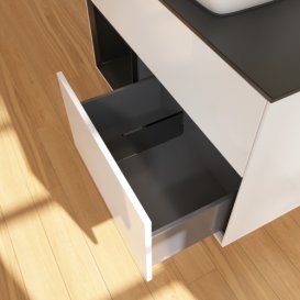 Тумба під раковину Villeroy & Boch Finion 100х50,1 см з підсвіткою МДФ білий глянцевий лак/скло чорне матове F772PDGF