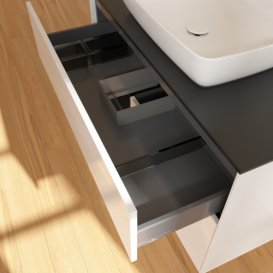 Тумба під раковину Villeroy & Boch Finion 100х50,1 см з підсвіткою МДФ білий глянцевий лак/скло чорне матове F772PDGF