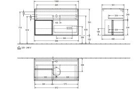 Тумба під раковину Villeroy & Boch Finion 100х50,1 см з підсвічуванням МДФ півонія матовий лак/скло чорне матове F772PDHB