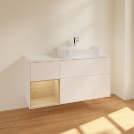 Тумба под раковину Villeroy & Boch Finion 120х50,1 см с подсветкой МДФ белый матовый лак/стекло белое матовое F391PCMT