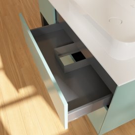 Тумба під раковину Villeroy & Boch Finion 120х50,1 см із підсвічуванням МДФ оливковий матовий лак/скло біле матове F391PDGM