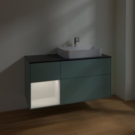 Тумба под раковину Villeroy & Boch Finion 120х50,1 см с подсветкой МДФ оливковый матовый лак/стекло черное матовое F392GFGM