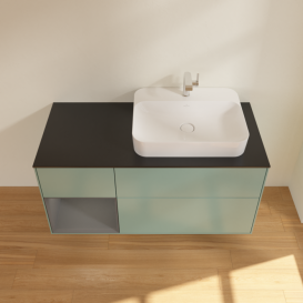 Тумба под раковину Villeroy & Boch Finion 120х50,1 см с подсветкой МДФ оливковый матовый лак/стекло черное матовое F392GKGM