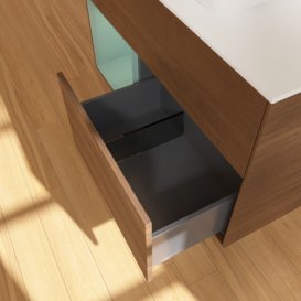 Тумба под раковину Villeroy & Boch Finion 100х50,1 см с подсветкой МДФ шпон грецкого ореха/стекло белое матовое F771GMGN