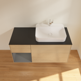 Тумба под раковину Villeroy & Boch Finion 120х50,1 см с подсветкой МДФ шпон дуба/стекло черное матовое F392GKPC